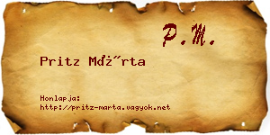 Pritz Márta névjegykártya