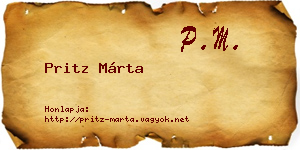 Pritz Márta névjegykártya